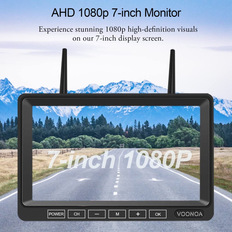 VOONOA 1080P Wireless RV Camera System, IP69 Waterproof Night Vision Backup Camera Side Rear View Camera with 7 Inch HD Monitor for RV Truck Trailer Camper - Image 2