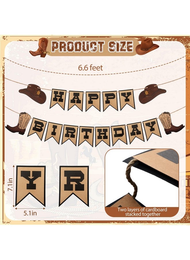 Oudain Western Birthday Cowboy Party Decoration, Happy Birthday Banner Double Layer Hat Boots Cowboy Hanging Swirls for First Party, Western Theme Decoration Supplies - Image 2