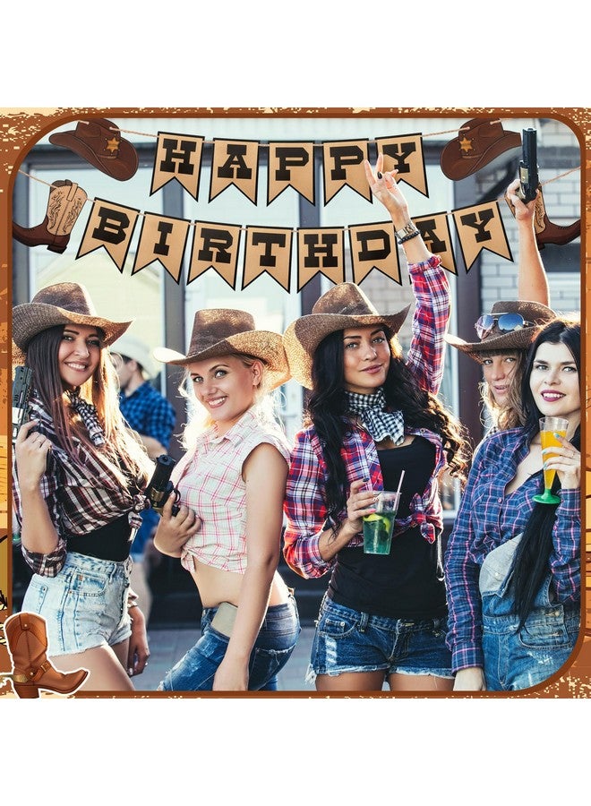 Oudain Western Birthday Cowboy Party Decoration, Happy Birthday Banner Double Layer Hat Boots Cowboy Hanging Swirls for First Party, Western Theme Decoration Supplies - Image 3