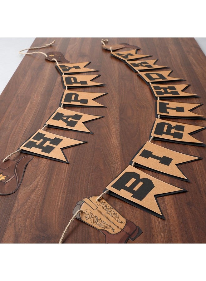 Oudain Western Birthday Cowboy Party Decoration, Happy Birthday Banner Double Layer Hat Boots Cowboy Hanging Swirls for First Party, Western Theme Decoration Supplies - Image 1