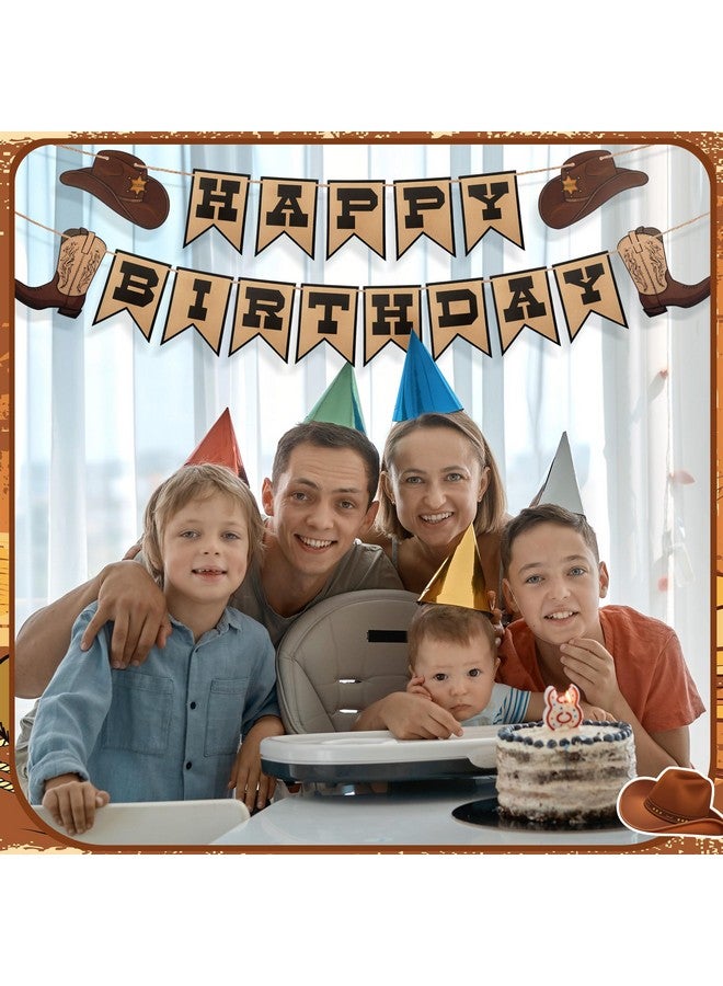 Oudain Western Birthday Cowboy Party Decoration, Happy Birthday Banner Double Layer Hat Boots Cowboy Hanging Swirls for First Party, Western Theme Decoration Supplies - Image 4