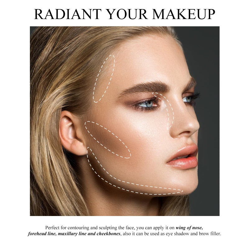 KYDA Face Sculpting Contour Palette, Matte with Micro Pearl Finish Baked Contour Powder, Ultra-fine Lightweight, Blendable Buildable Coverage, Multiuse Face Bronzer Compact-BRONZER - Image 5