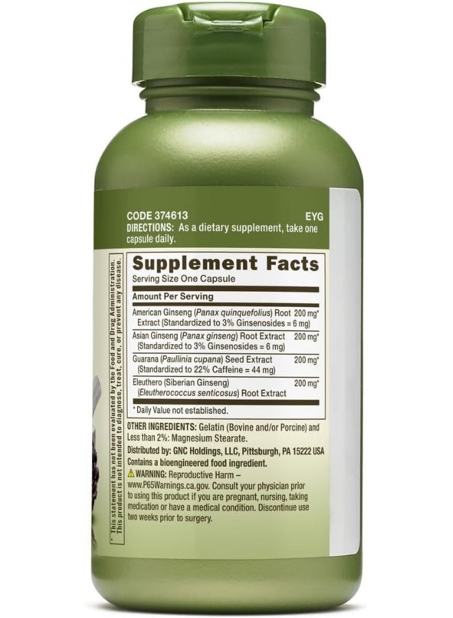 GNC Herbal Plus Triple Ginsa Rush, 100 Capsules, Supports Vitality And Energy - Image 2