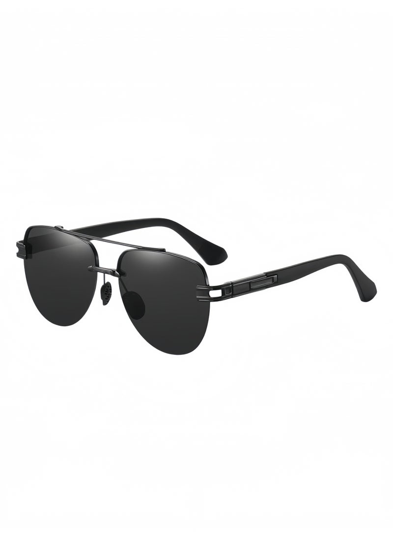 Classic pilot polarized sunglasses retro full frame UV resistant sunglasses; Neutral sunscreen glasses are suitable for various places such as driving, outdoor activities, camping, beach travel, fishing, and daily use. - Image 1