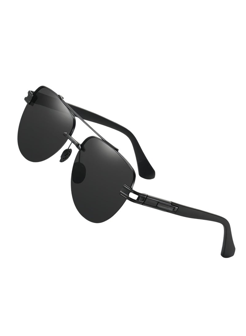 Classic pilot polarized sunglasses retro full frame UV resistant sunglasses; Neutral sunscreen glasses are suitable for various places such as driving, outdoor activities, camping, beach travel, fishing, and daily use. - Image 5