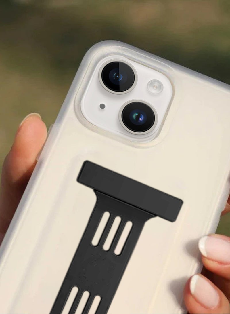 دبليو تيك غطاء حماية للهاتف مزود بحزام يدوي لهاتف أبل آيفون 14 بلس شفاف/أسود - Image 3