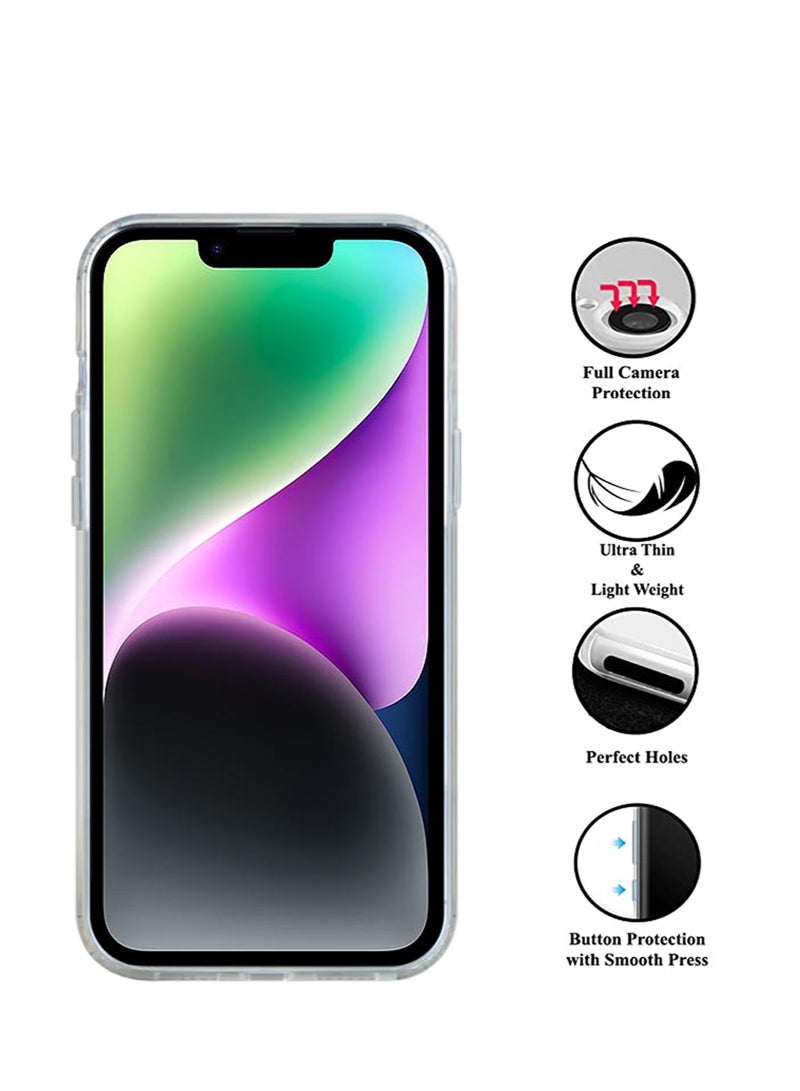 دبليو تيك غطاء حماية للهاتف مزود بحزام يدوي لهاتف أبل آيفون 14 بلس شفاف/أسود - Image 5