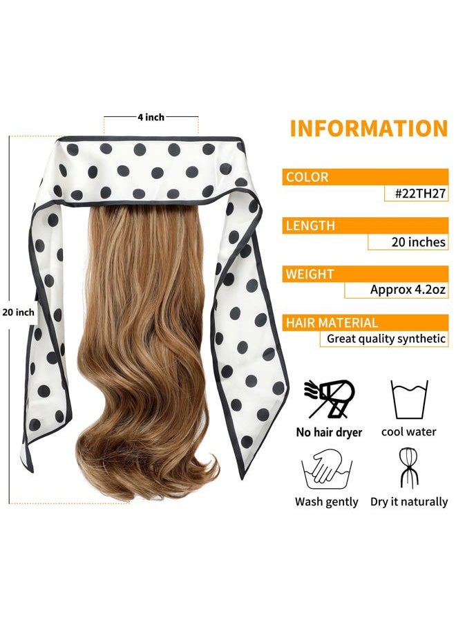 Qunlinta Ponytail Extension Hair Extensions Ponytail 18" Curly Wavy Ponytail Extension Straight Clip in Ponytail Extension Synthetic Hair Pieces for Women Girls Ash Blonde Mix Ginger Brown  - Image 2