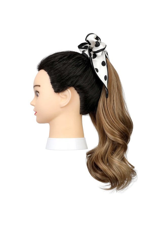 Qunlinta Ponytail Extension Hair Extensions Ponytail 18" Curly Wavy Ponytail Extension Straight Clip in Ponytail Extension Synthetic Hair Pieces for Women Girls Ash Blonde Mix Ginger Brown  - Image 4