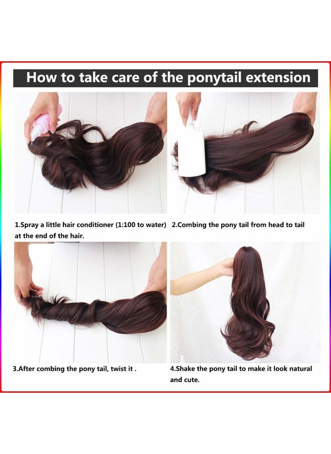 Qunlinta - Ponytail Extension Hair Extensions Ponytail 18" Curly Wavy Ponytail Extension Straight Clip in Ponytail Extension Synthetic Hair Pieces for Women Girls Ash Blonde Mix Ginger Brown - Image 1