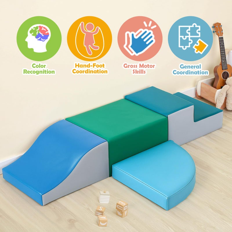 TODIBY 4-Pieces Climbing Toys for Toddlers: PU Leather - Soft Play Climbing for Toddlers - Foam Climbing Blocks for Crawling and Sliding Indoor Playground for Kids - Image 2