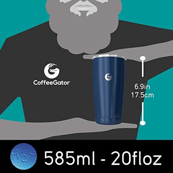 Coffee Gator Pour Over Coffee Travel Mug AllInOne Travel Coffee Maker And Thermal Cup  Vacuum Insulated Stainless Steel Cup With Paperless Filter Dripper  20Oz  Blue - Image 4