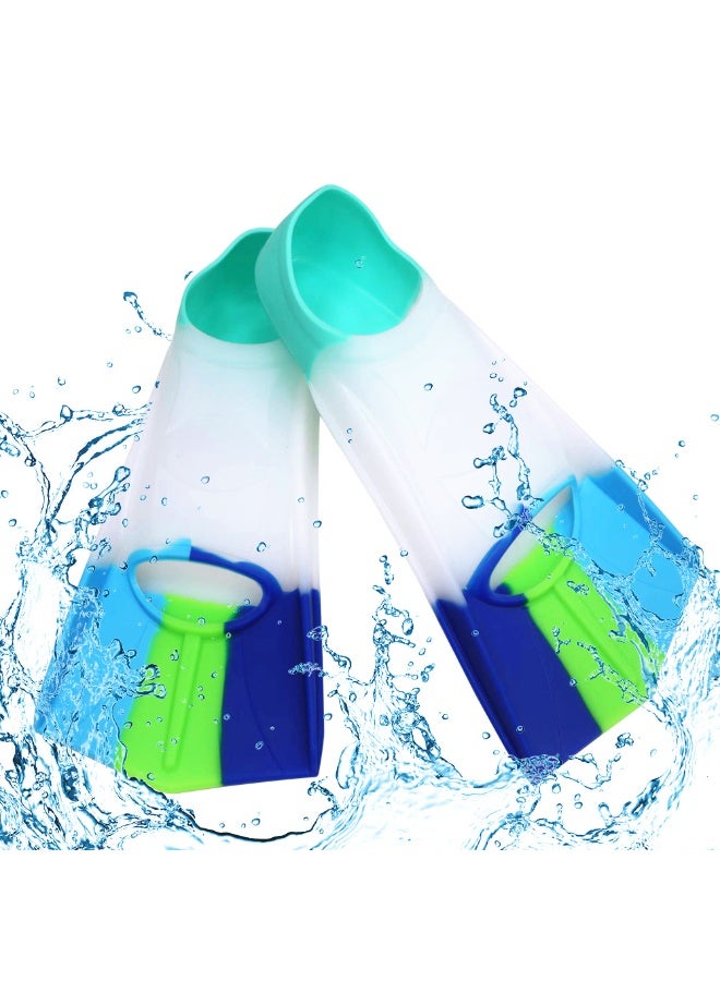 دولفين زعانف قصيرة للتدريب على السباحة من السيليكون مقاس XS (30-32)، أبيض & متعدد الألوان - Image 1