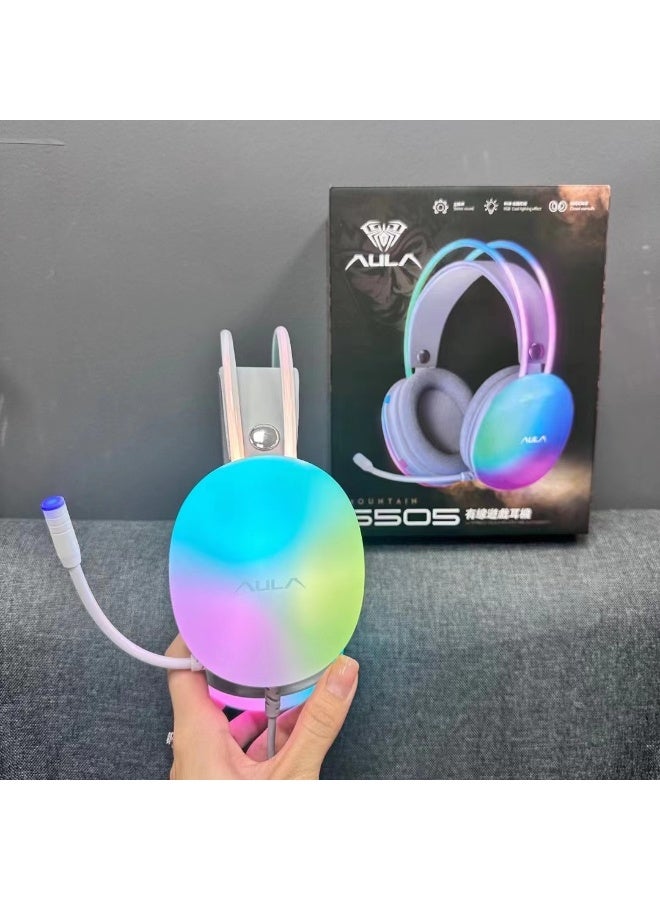AULA S505RGB PC Gaming Headset with Microphone, Wired RGB LED Noise Cancel Gamer Headphones for PS4/PS5/MAC/LAPTOP, 3.5mm Over Ear Headphone 7.1 Surround Sound for Kids Adult Teens - Image 5