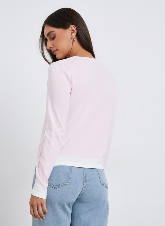 ستايلي بلوزة وردي بأكمام طويلة بتصميم 2 في 1 - Image 5