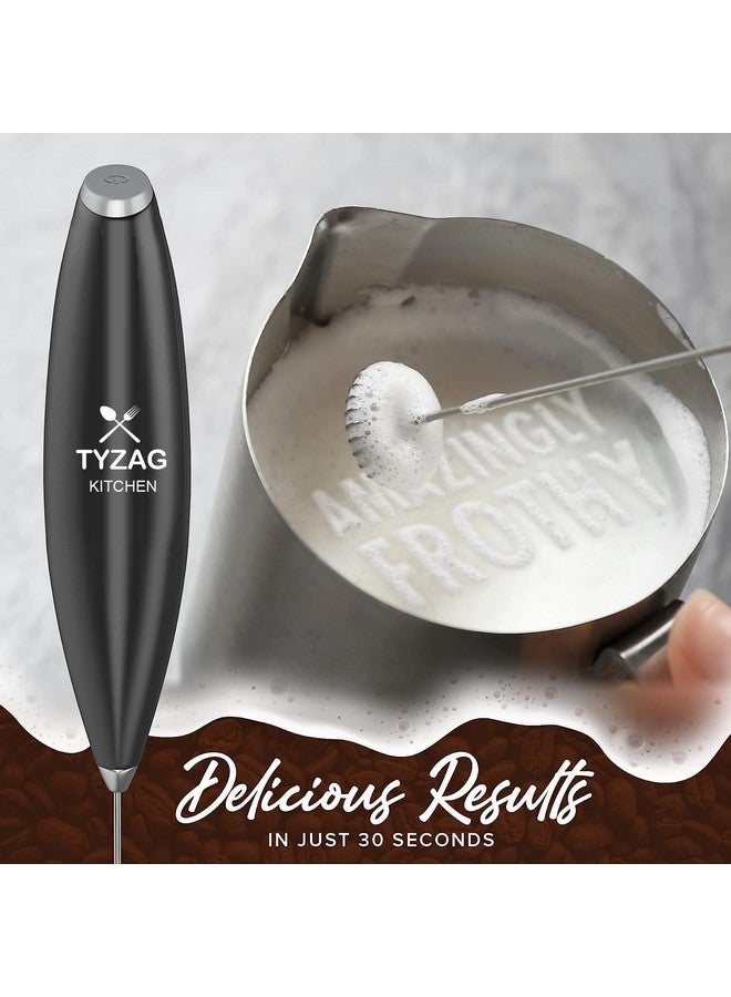 Tyzag Milk Frother for Coffee Included with Stainless Steel Stand, 2AA Cell, Improved High Speed Motor 19000 RPM, Coffee Frother Handheld Foam Maker for Lattes, Cappuccino, Frappe, Matcha (Black) - Image 5