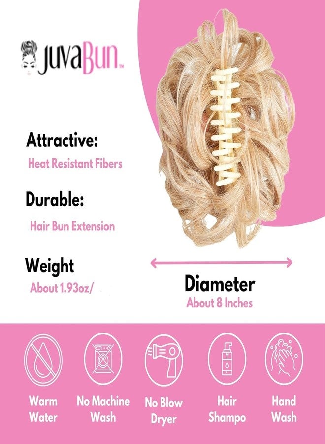 JuvaBun Claw Clip - Messy Bun Scrunchie | Dark Blonde Synthetic Wavy Curly Hair Bun Extension - Image 3