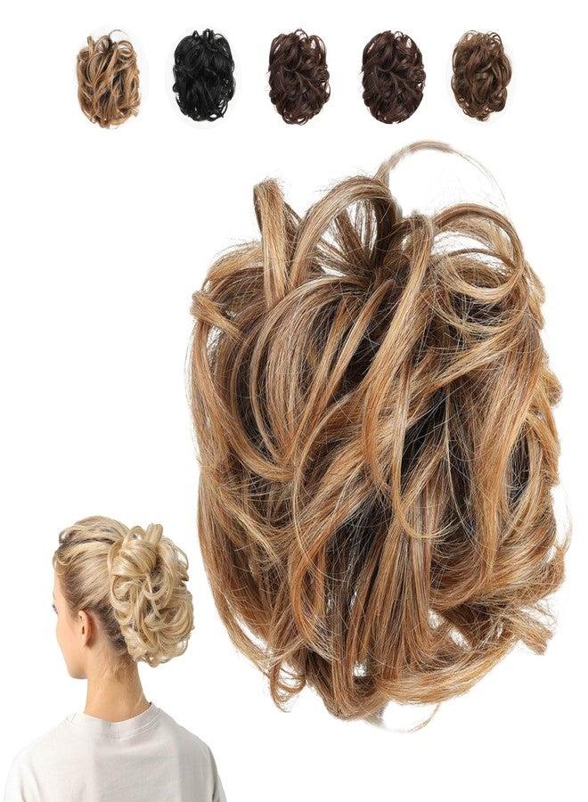 JuvaBun Claw Clip - Messy Bun Scrunchie | Dark Blonde Synthetic Wavy Curly Hair Bun Extension - Image 1