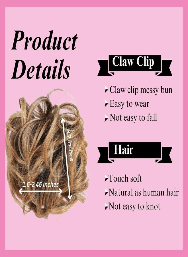 JuvaBun Claw Clip - Messy Bun Scrunchie | Dark Blonde Synthetic Wavy Curly Hair Bun Extension - Image 4