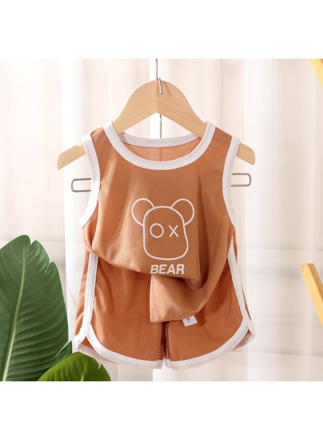 New Children's Quick-drying Vest Set Summer Ice Silk Clothes Boys And Girls Two-piece Children's Clothing Manufacturers