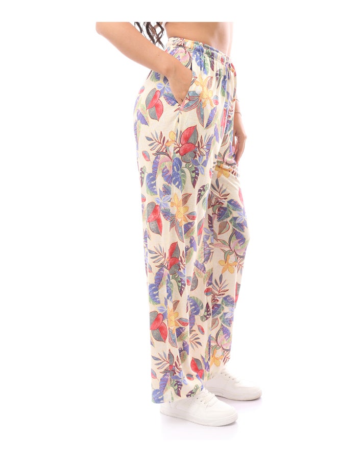 MERCH - Loose Printed Knitted Pyjama Pants With Elasticated Waist - Image 1