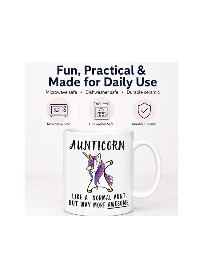 S-TOP Aunticorn Funny Aunt Coffee Mug Best Day Gift for Aunty Aunties Siblings Sisters from Niece Nephew Sister Uncle Mom Dad Novelty Gag Gift for Christmas Birthday Mug Tea Cup - Image 2