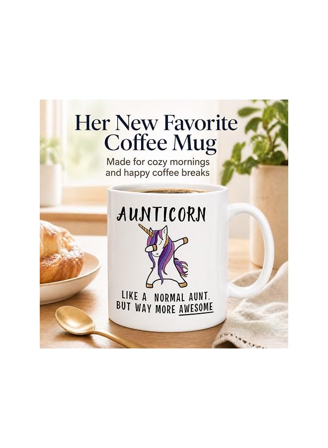 S-TOP Aunticorn Funny Aunt Coffee Mug Best Day Gift for Aunty Aunties Siblings Sisters from Niece Nephew Sister Uncle Mom Dad Novelty Gag Gift for Christmas Birthday Mug Tea Cup - Image 4