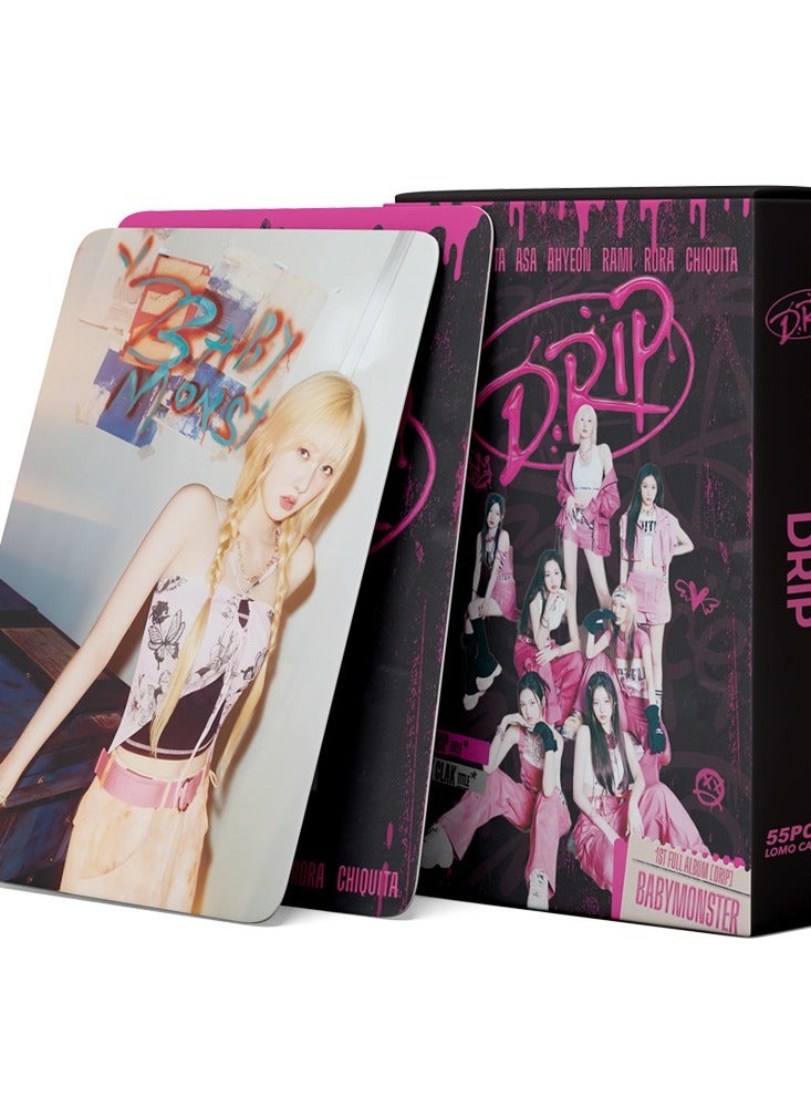 NIBEMINENT 55 قطعة بطاقات ليمو كيبوب BABYMONSTER DRIP لهواة الجمع هدايا للمعجبين - Image 2