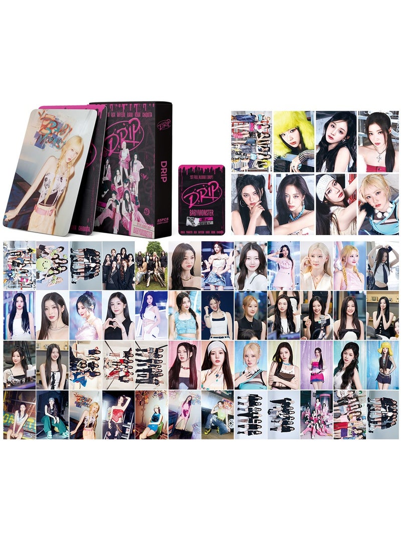 NIBEMINENT 55 قطعة بطاقات ليمو كيبوب BABYMONSTER DRIP لهواة الجمع هدايا للمعجبين - Image 1