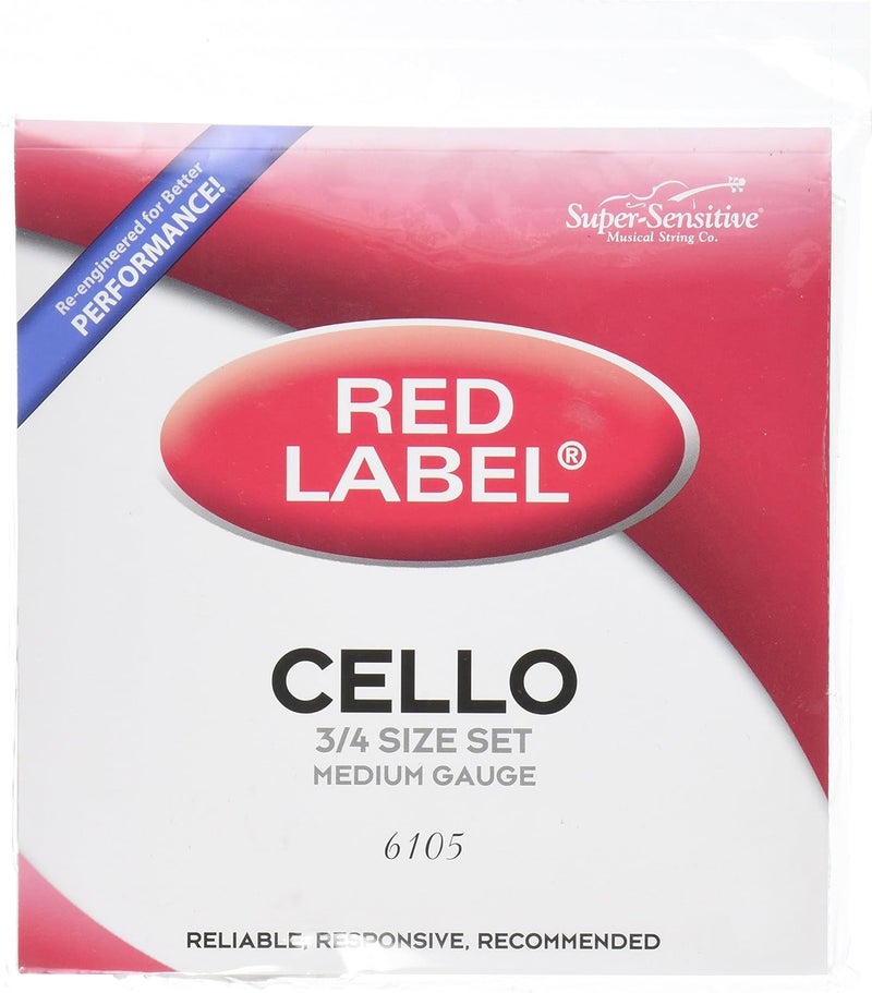 Super Sensitive Red Label 6105 Cello String Set, 3/4, Full Set - Image 1