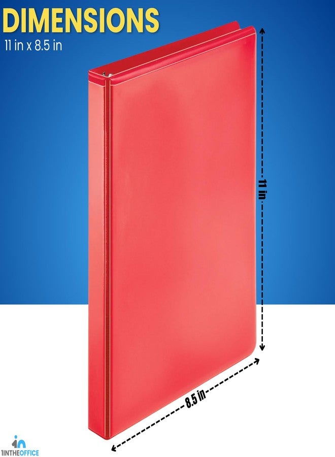 1InTheOffice 3 Ring Binder, Round Ring Binder, Clear Overlay & Labeling Area, 1" Capacity, 11" x 8.5", Red, 4 Pack - Image 4