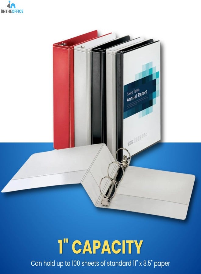 1InTheOffice 3 Ring Binder, Round Ring Binder, Clear Overlay & Labeling Area, 1" Capacity, 11" x 8.5", Red, 4 Pack - Image 5