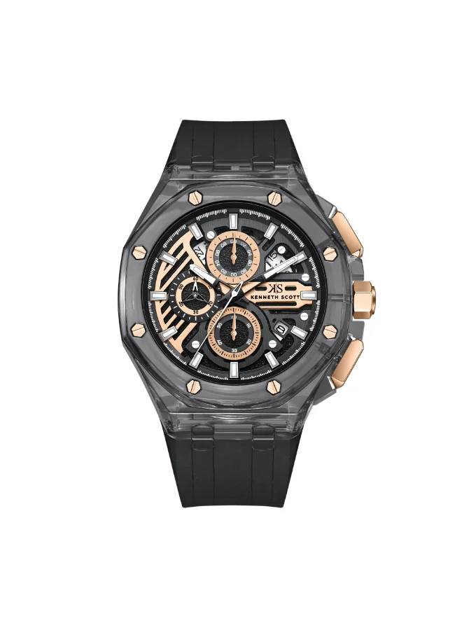 Kenneth Scott Men's Silicone Chronograph  Watch K26109-ZSBX - 46 mm