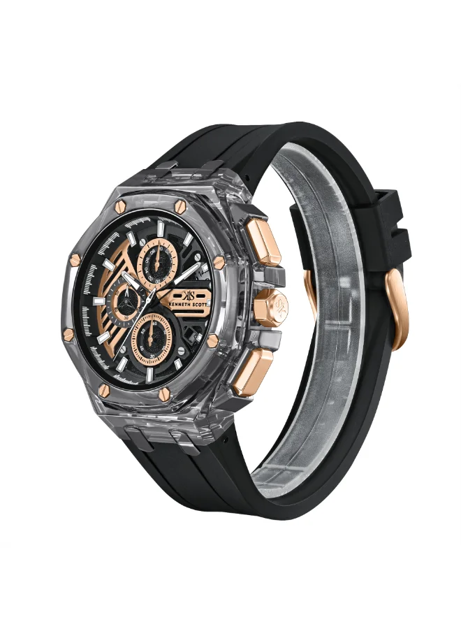 Kenneth Scott Men's Silicone Chronograph  Watch K26109-ZSBX - 46 mm