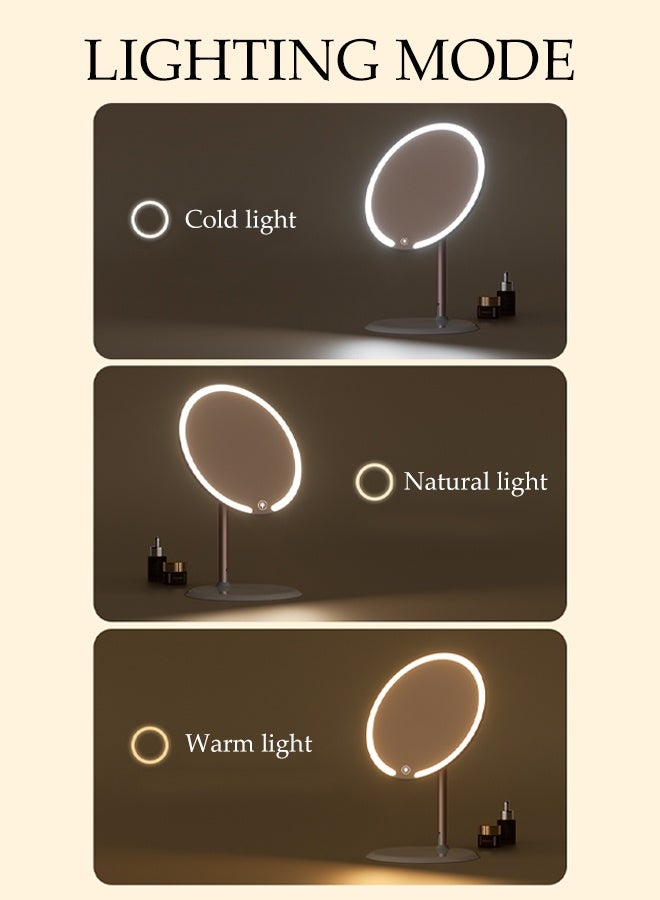 DUNISO Rechargeable Makeup Mirror Dual Axis Desktop Makeup Mirror with 3 Color Adjustable Lighting Dimming Smart Touch Sensor Portable Travel Mirror with Light Memory Function Table Desk Counter top Mirror Standing Mirror - Image 5