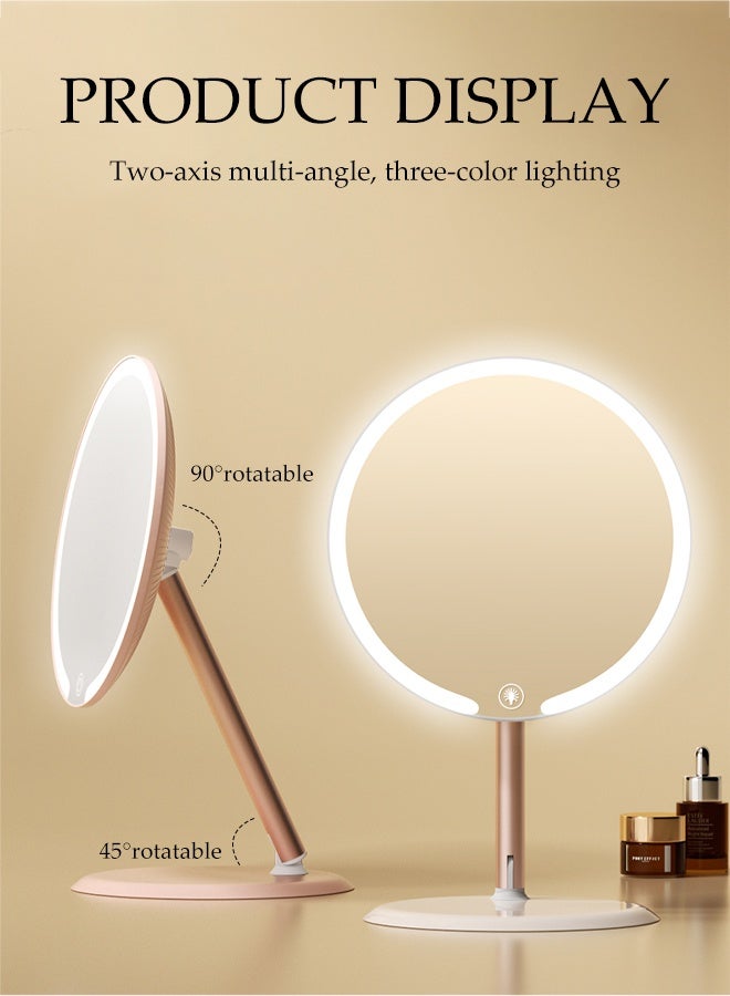 DUNISO Rechargeable Makeup Mirror Dual Axis Desktop Makeup Mirror with 3 Color Adjustable Lighting Dimming Smart Touch Sensor Portable Travel Mirror with Light Memory Function Table Desk Counter top Mirror Standing Mirror - Image 2