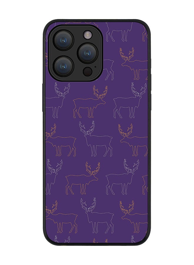 Stylizedd Cover for iPhone 15 Pro Case Rugged Black Slim fit Soft Flexible Anti Drop TPU Gel Thin Protective Phone Cases - Purple Moose - Image 1