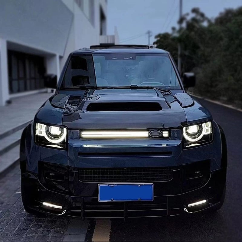 Generic Car Ventilation Grille Front Bumper Grill Mesh with Led Light for Land Rover Defender 90 110 2020 2021 2022 2023 Auto Accessories  - Image 2