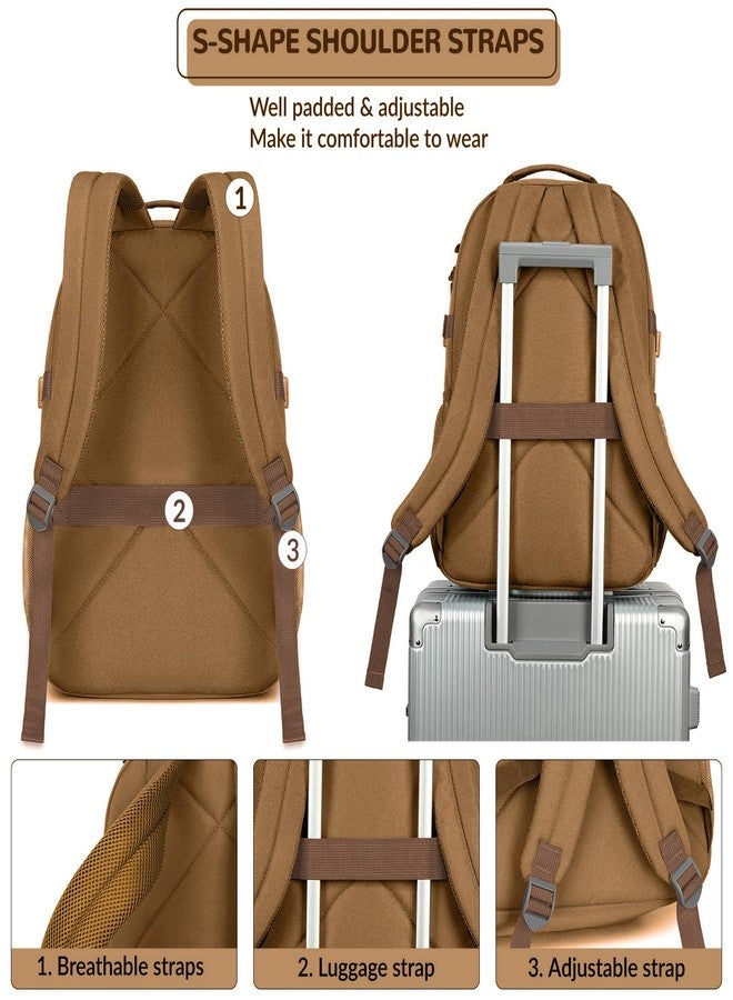 Lohol Water Resistant Daypack with Mulitiple Pockets for Travel Outdoor College, 15.6 inch Laptop Backpack for Men and Women, Brown, Large, Daypack Backpacks - Image 5