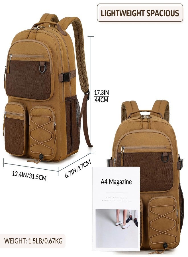 Lohol Water Resistant Daypack with Mulitiple Pockets for Travel Outdoor College, 15.6 inch Laptop Backpack for Men and Women, Brown, Large, Daypack Backpacks - Image 3