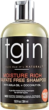 TGIN Thank God Its Natural Moisture Rich Sulfate Free Shampoo With Amla Oil Coconut Oil 13 Fl oz - Image 1