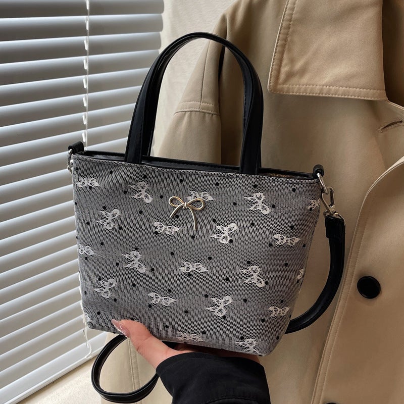 Fashionable Underarm Small Bag Women'S Summer Arrival Fashionable Korean Style Polar Dot Printed Niche Portable Shoulder Canvas Bag - Image 3