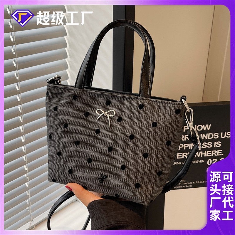 Fashionable Underarm Small Bag Women'S Summer Arrival Fashionable Korean Style Polar Dot Printed Niche Portable Shoulder Canvas Bag - Image 2