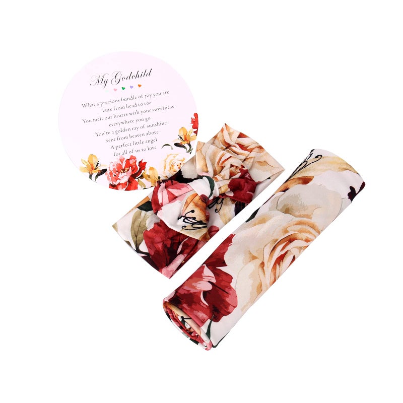 Galabloomer Receiving Blanket Headband Set Flower Print Baby Swaddle Blankets - Image 4