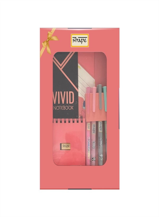شايب مجموعة هدايا قرطاسية فاخرة من SHAPE VIVID | علبة هدايا ملونة للطلاب، والمكاتب، والمدارس، وهدايا أعياد الميلاد | مجموعة هدايا للكتابة الإبداعية والفنون للأولاد والبنات (وردي) - Image 1