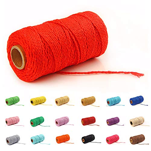 Eqarp Macrame Cotton Cord 2mm 109 Yard Cotton Rope Colored Craft Cord for DIY Crafts Plant Hangers (Red) - Image 1