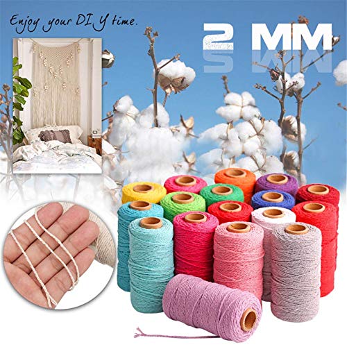 Eqarp Macrame Cotton Cord 2mm 109 Yard Cotton Rope Colored Craft Cord for DIY Crafts Plant Hangers (Red) - Image 2