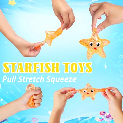 AiSiXin Starfish Sugar Ball Stress Balls for Adults Starfish Malt Sugar Balls Slow Rise Sensory Fidget Toy for Kids Squeeze Ball Squishy Star Stress Relief Toys for Classroom Prizes Party Favors Orange - Image 5