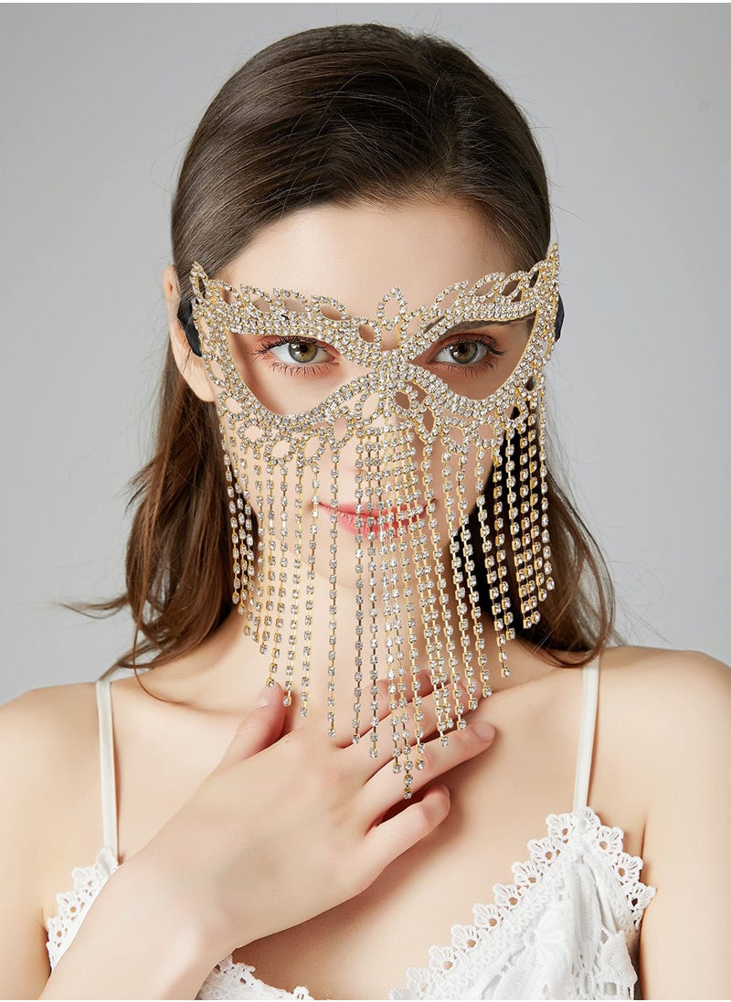 Crystal Chain Mask, Rhinestone Cat Eye Fringe Masquerade, Rhinestone Fringe Masquerade Mask Chain, 1920s Masks for Masquerade Proms, Hallowmas Party, Photo Shoot - pzsku/ZB128A3172D2908D4E816Z/45/_/1689650587/68d24b5a-222c-4e56-9ebc-8a3bb8d12095