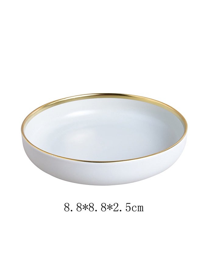 HOMESTAR - 5-Piece Bowl Set Beige/Gold, Salad Bowls Set for Serving Soup, Pasta, Noodle, Dinner, Large Kitchen Bowl Plates, Microwave Safe - Image 1